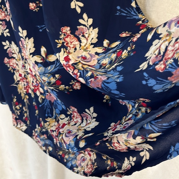 Blue rain women’s size large spaghetti strap, blue floral sundress - Picture 2 of 5